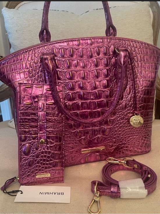 Brahmin Handbags - Brahmin Bright  Pink Duxbury Satchel In OPERA & Matching CC Wallet NWT
